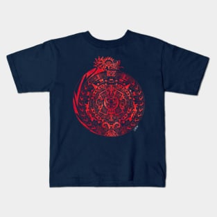 crimson quetzalcoatl ecopop teotihuacan serpent dragon art Kids T-Shirt